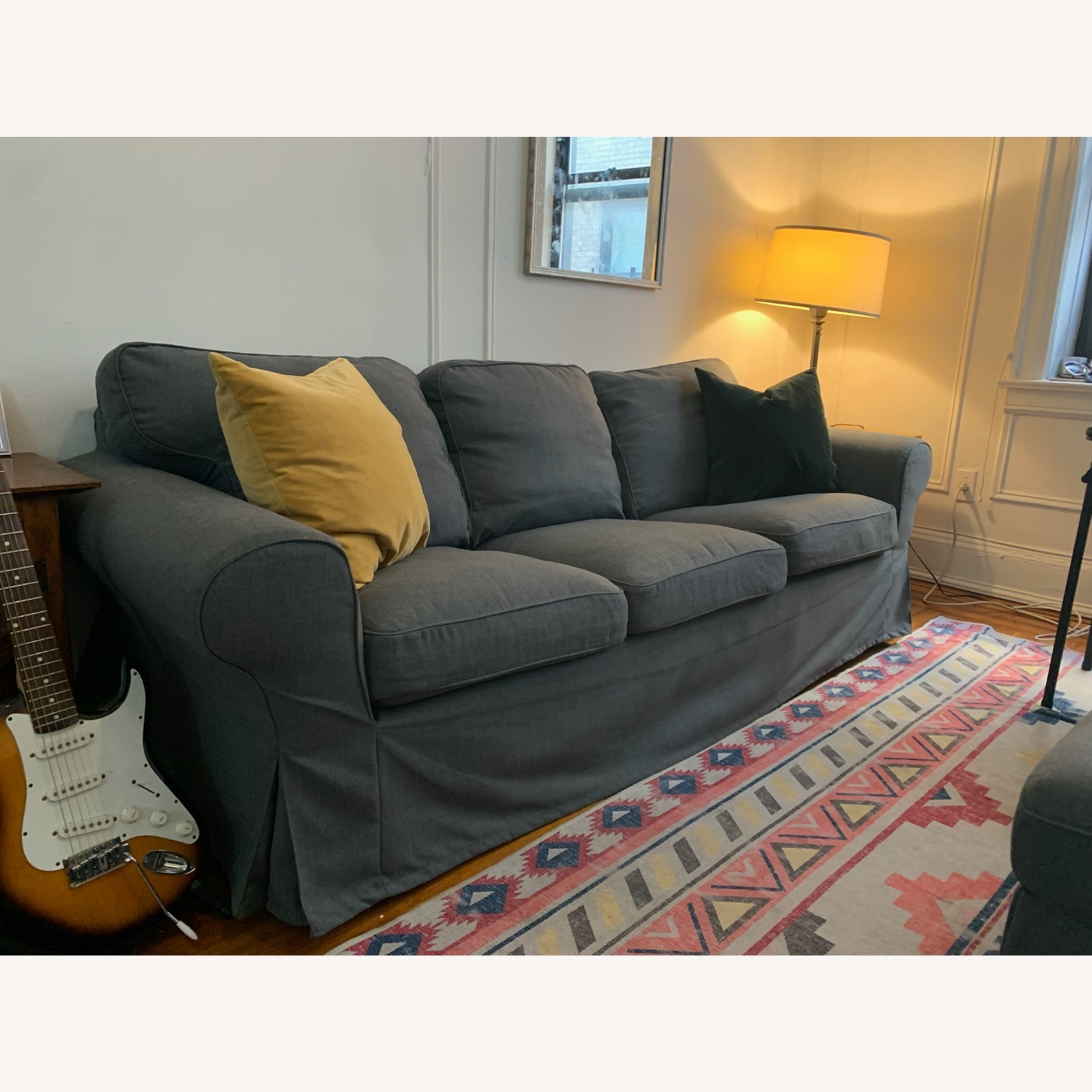 IKEA EKTORP Dark Gray 3 Seater Sofa & Ottoman - image-2