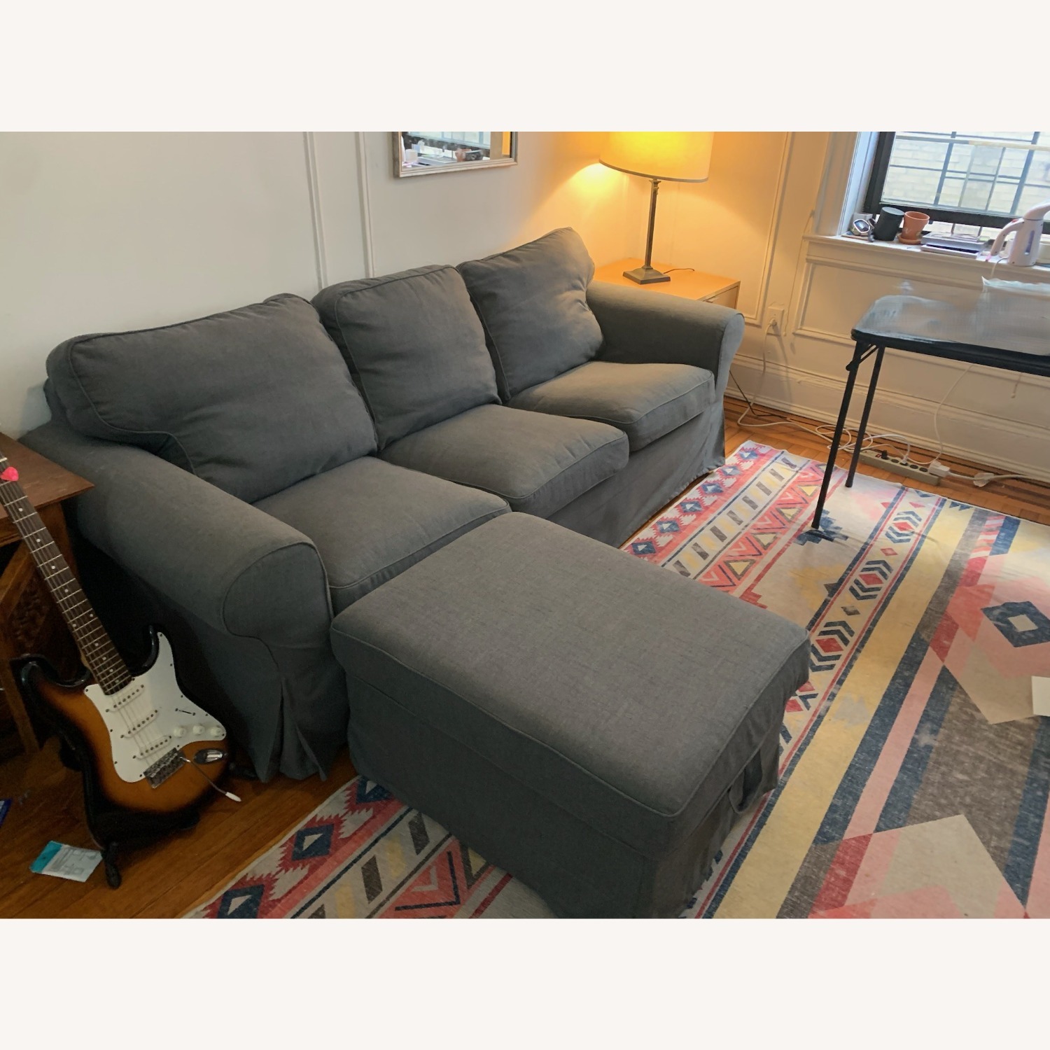 IKEA EKTORP Dark Gray 3 Seater Sofa & Ottoman - image-3