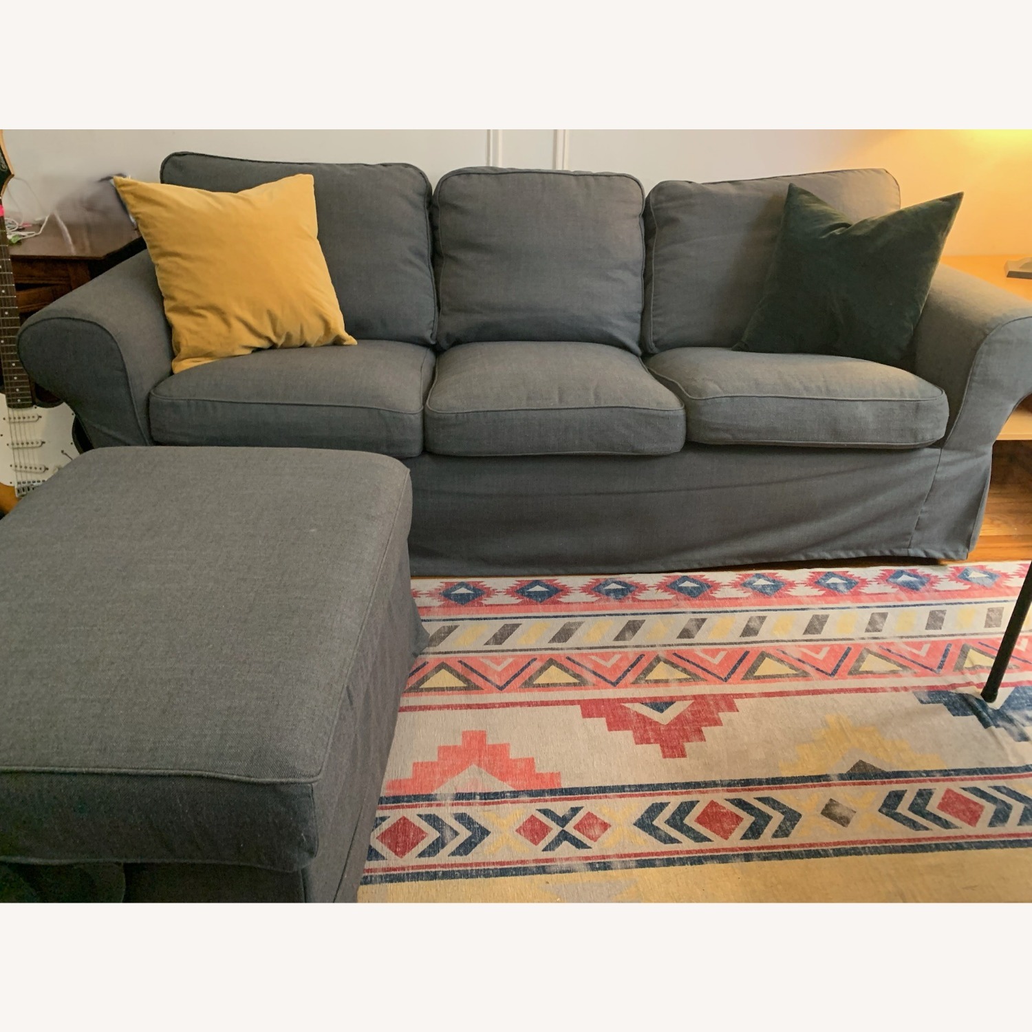 IKEA EKTORP Dark Gray 3 Seater Sofa & Ottoman - image-1
