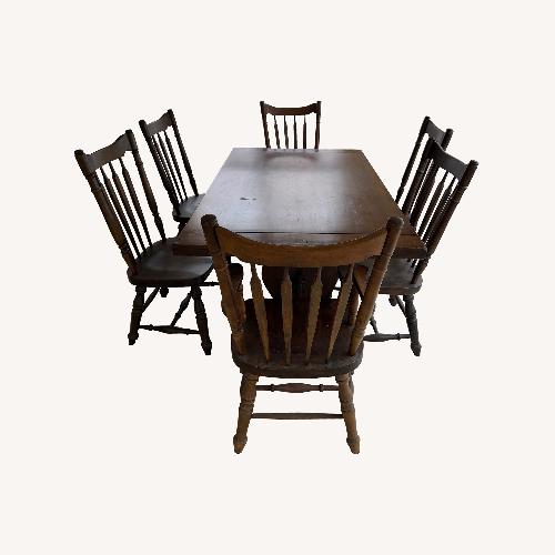 Used Ethan Allen Dining Room Set with 6 Windsor Style Chairs  for sale on AptDeco