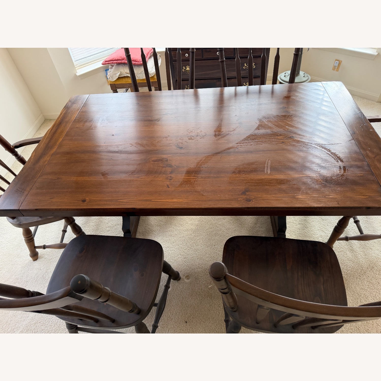 Ethan Allen Dining Room Set with 6 Windsor Style Chairs  - image-8