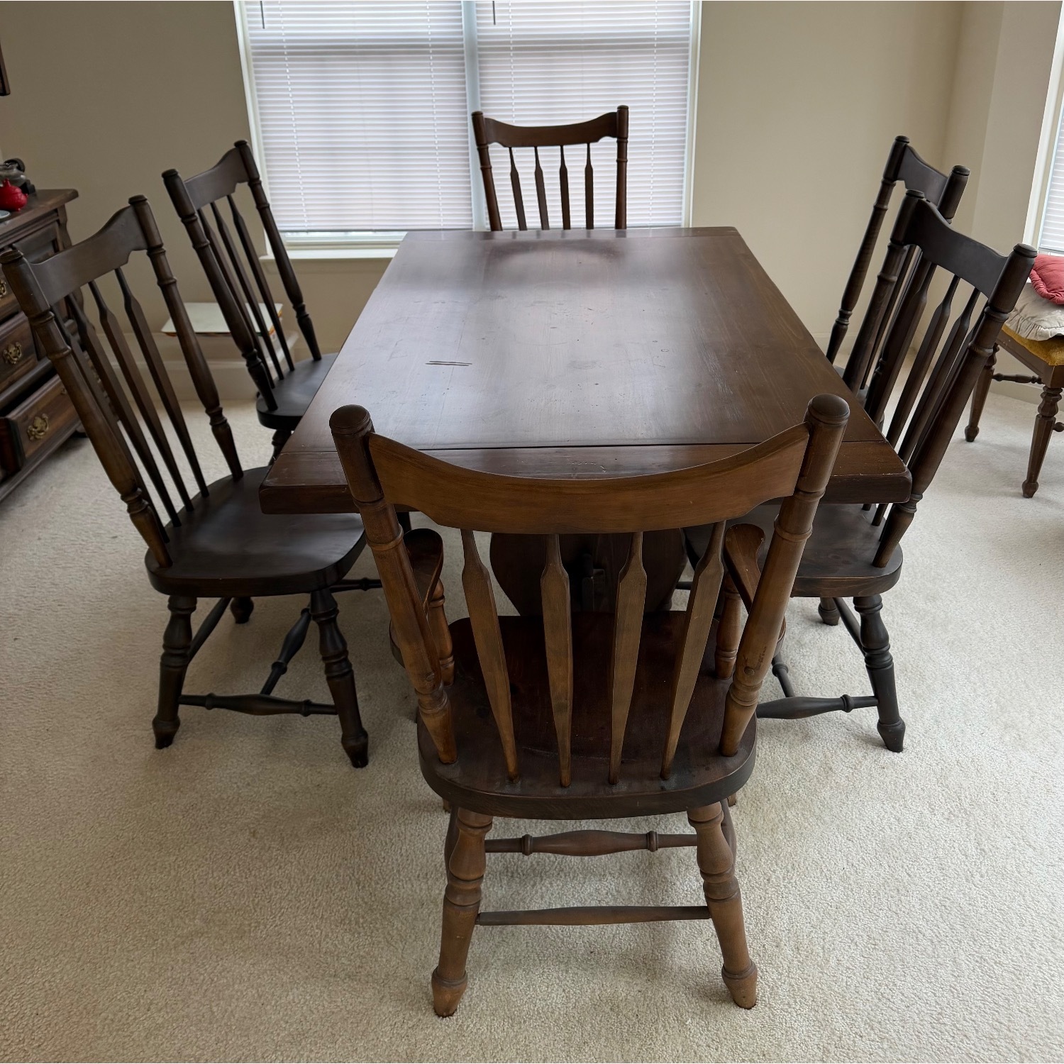 Ethan Allen Dining Room Set with 6 Windsor Style Chairs  - image-1