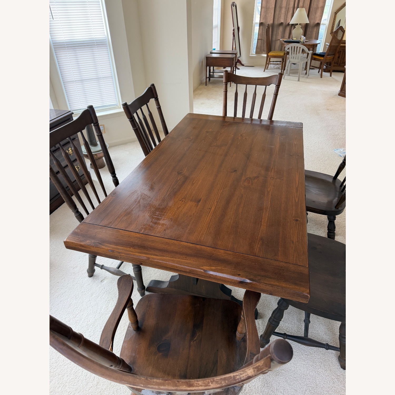 Ethan Allen Dining Room Set with 6 Windsor Style Chairs  - image-7