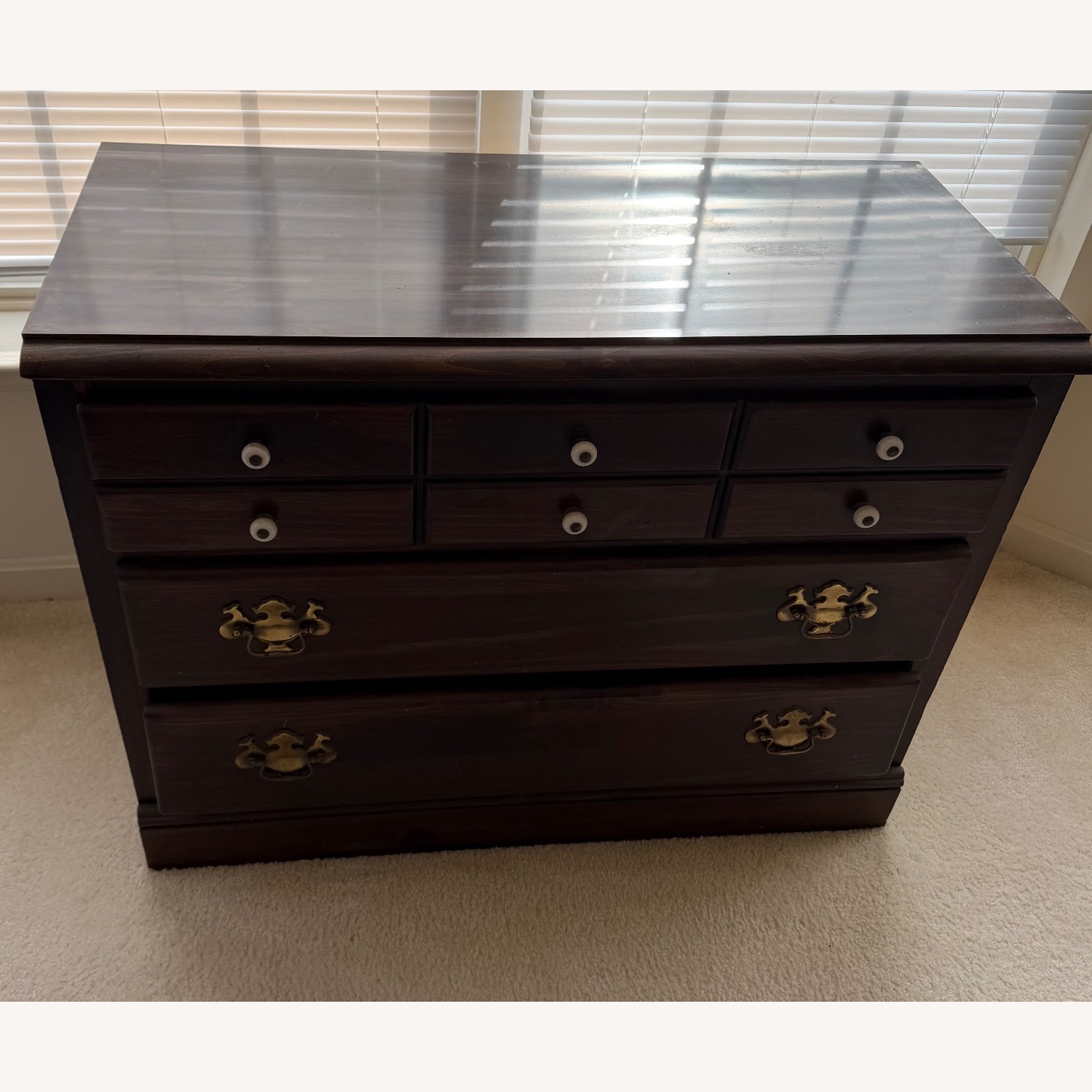 Ethan Allen Dark Brown Wood Drawer - image-1