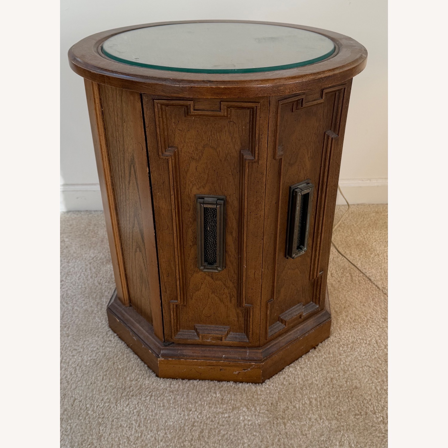 Wood Side Table with Glass Top  - image-2