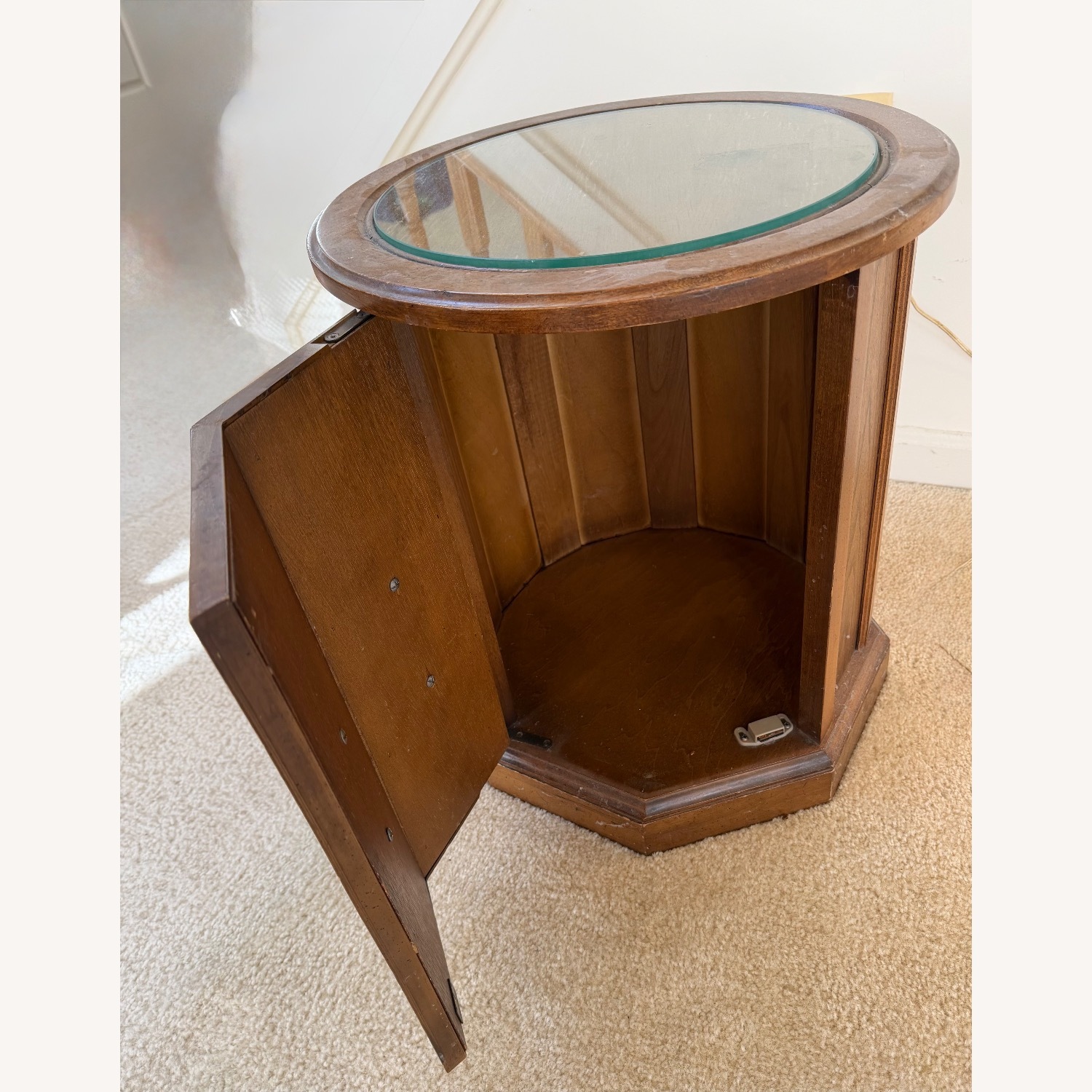 Wood Side Table with Glass Top  - image-3