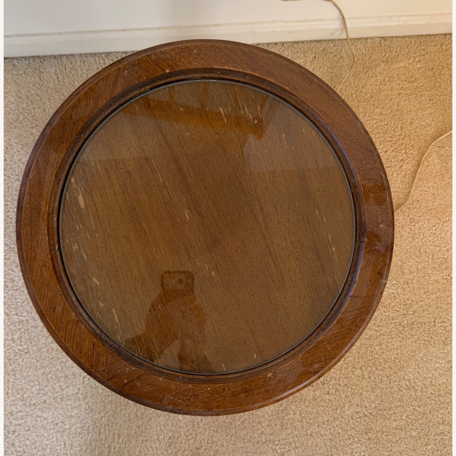 Wood Side Table with Glass Top  - image-4