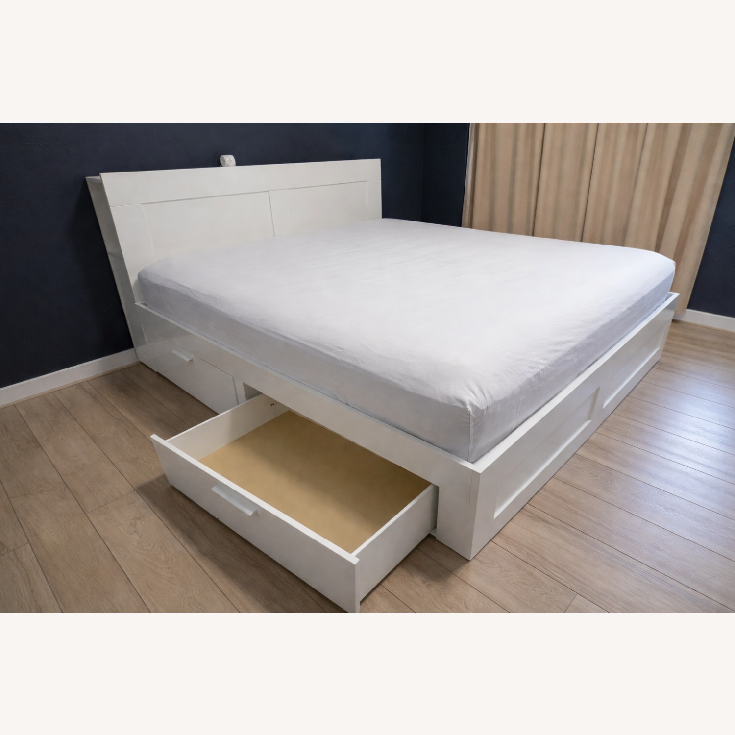 Brimnes White Bed Frame With Storage & Headboard - image-1