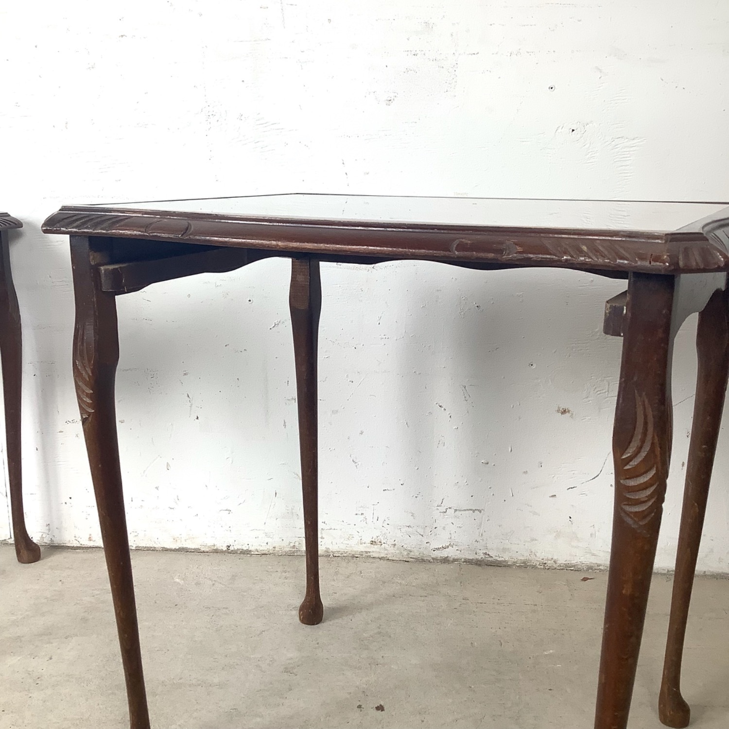 Vintage Nesting Side Tables with Leather Tops- 3 - image-11