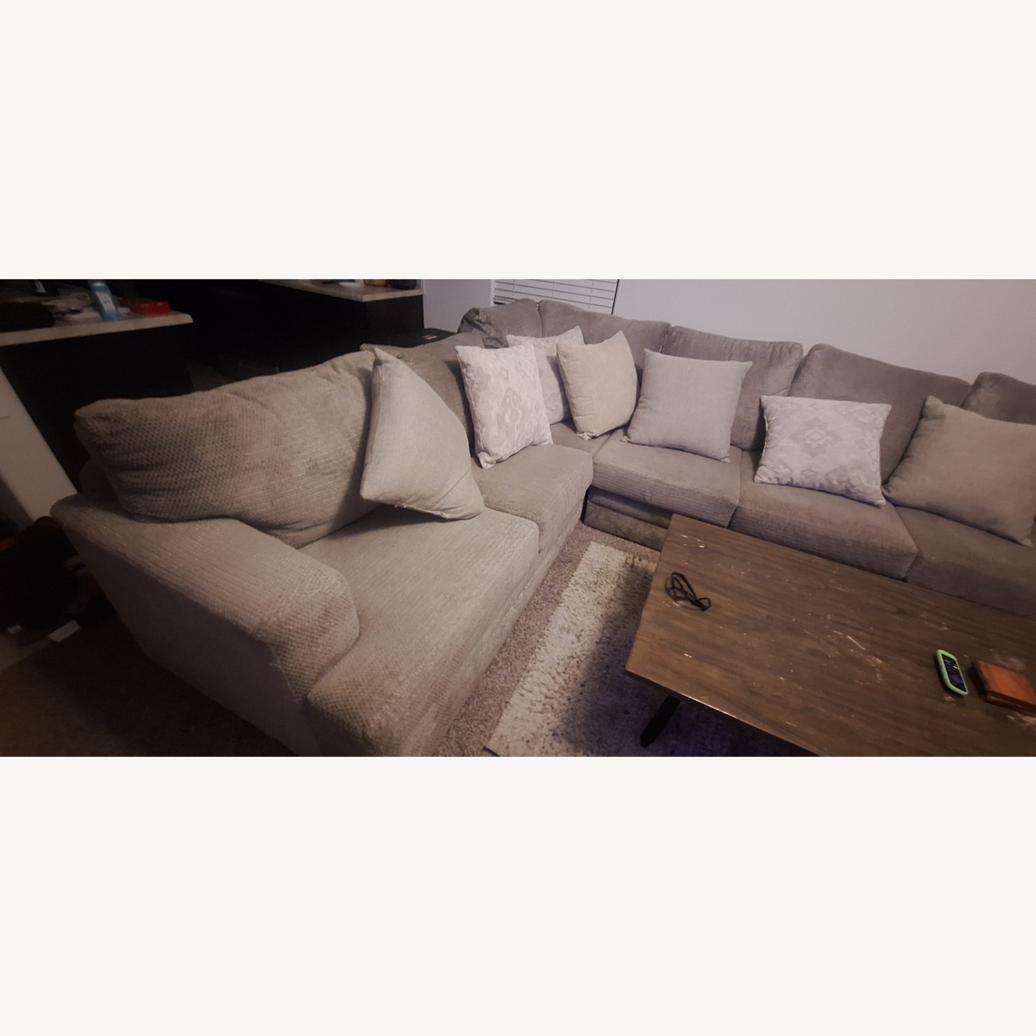 Light Gray Fabric 3+ Piece Sectional - image-1