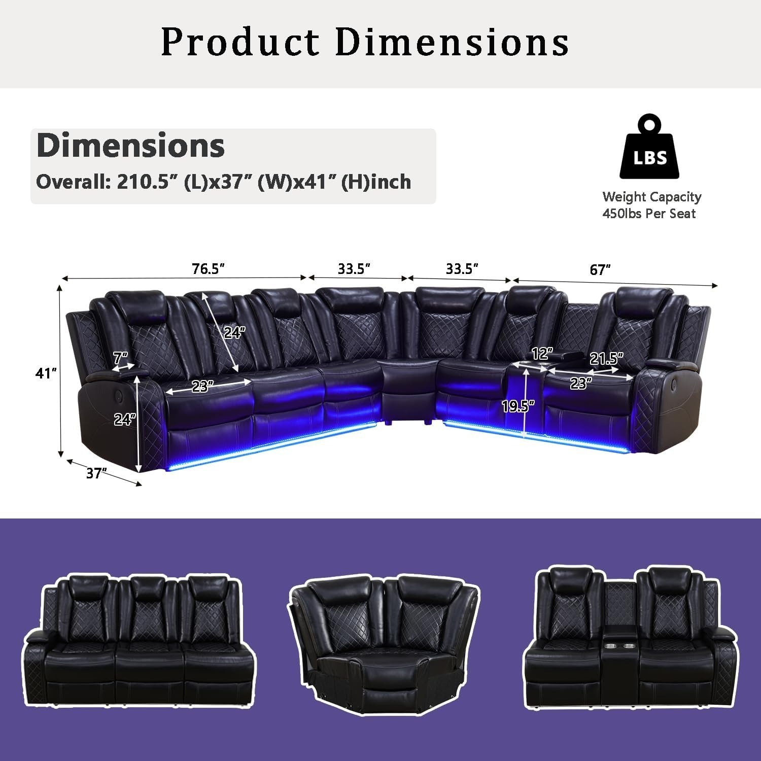Amazon Black 3+ Piece Sectional - image-3