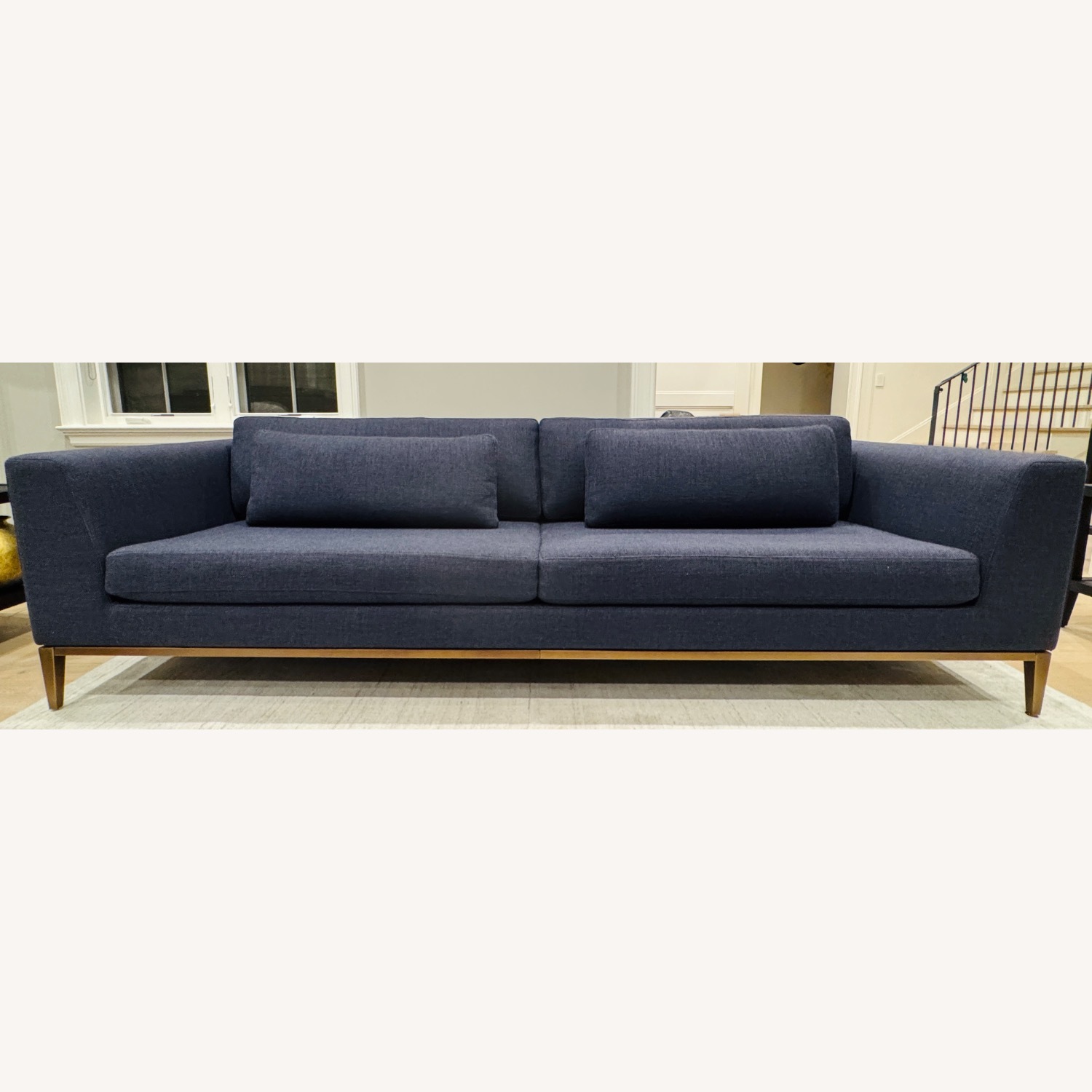Restoration Hardware Blue Fabric 3+ Seater Sofa - image-1