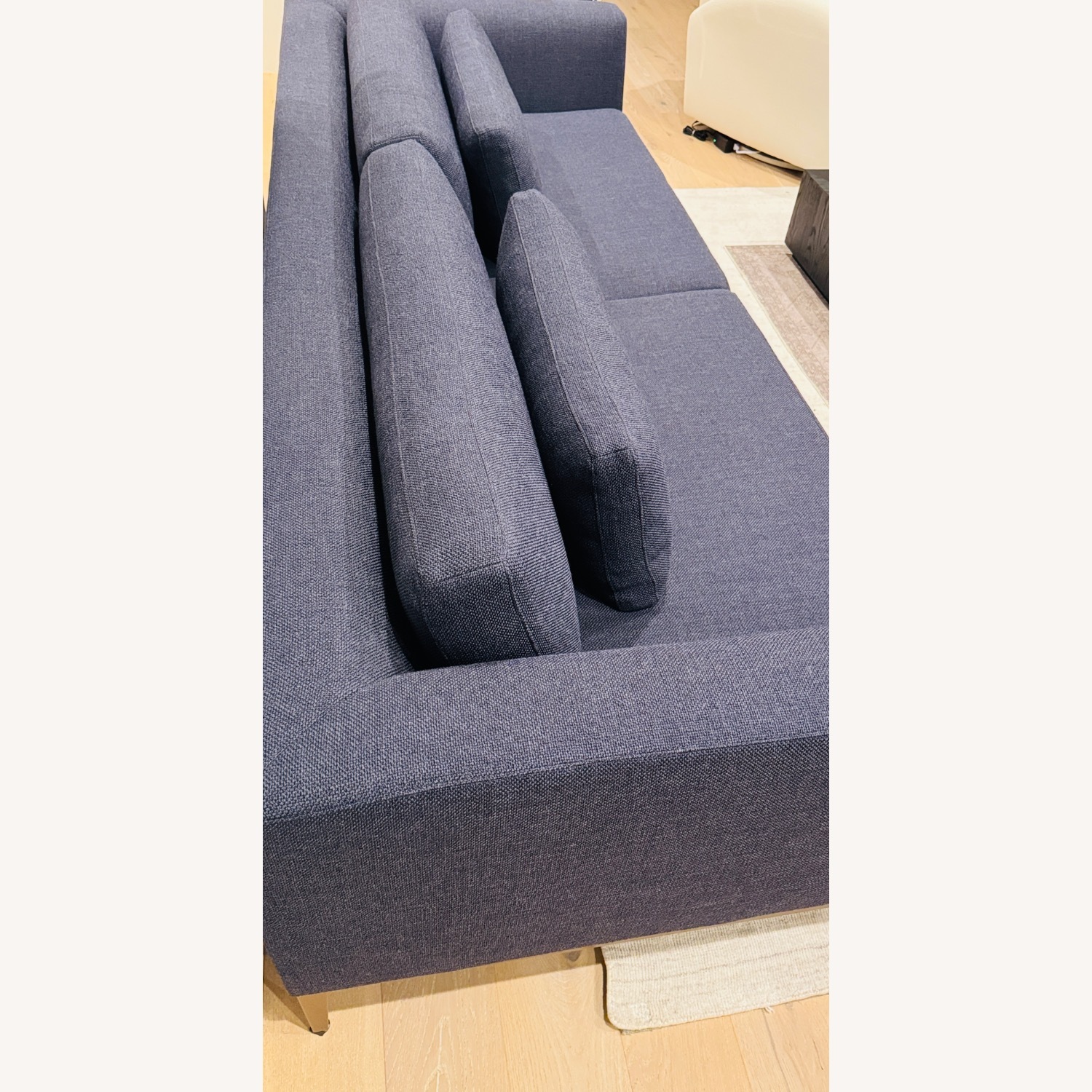 Restoration Hardware Blue Fabric 3+ Seater Sofa - image-5