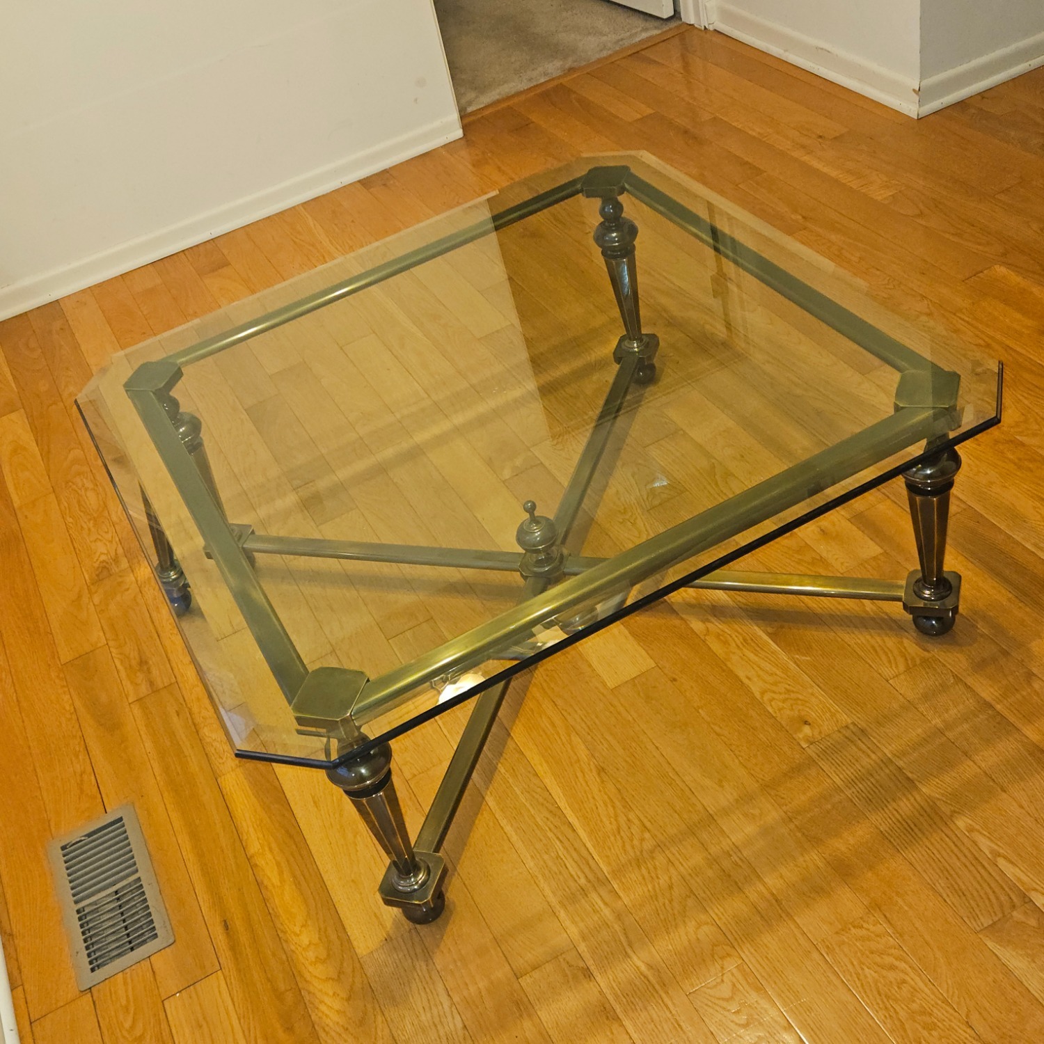 Maison Jansen Style Glass Top Bronze Coffee Table - image-3