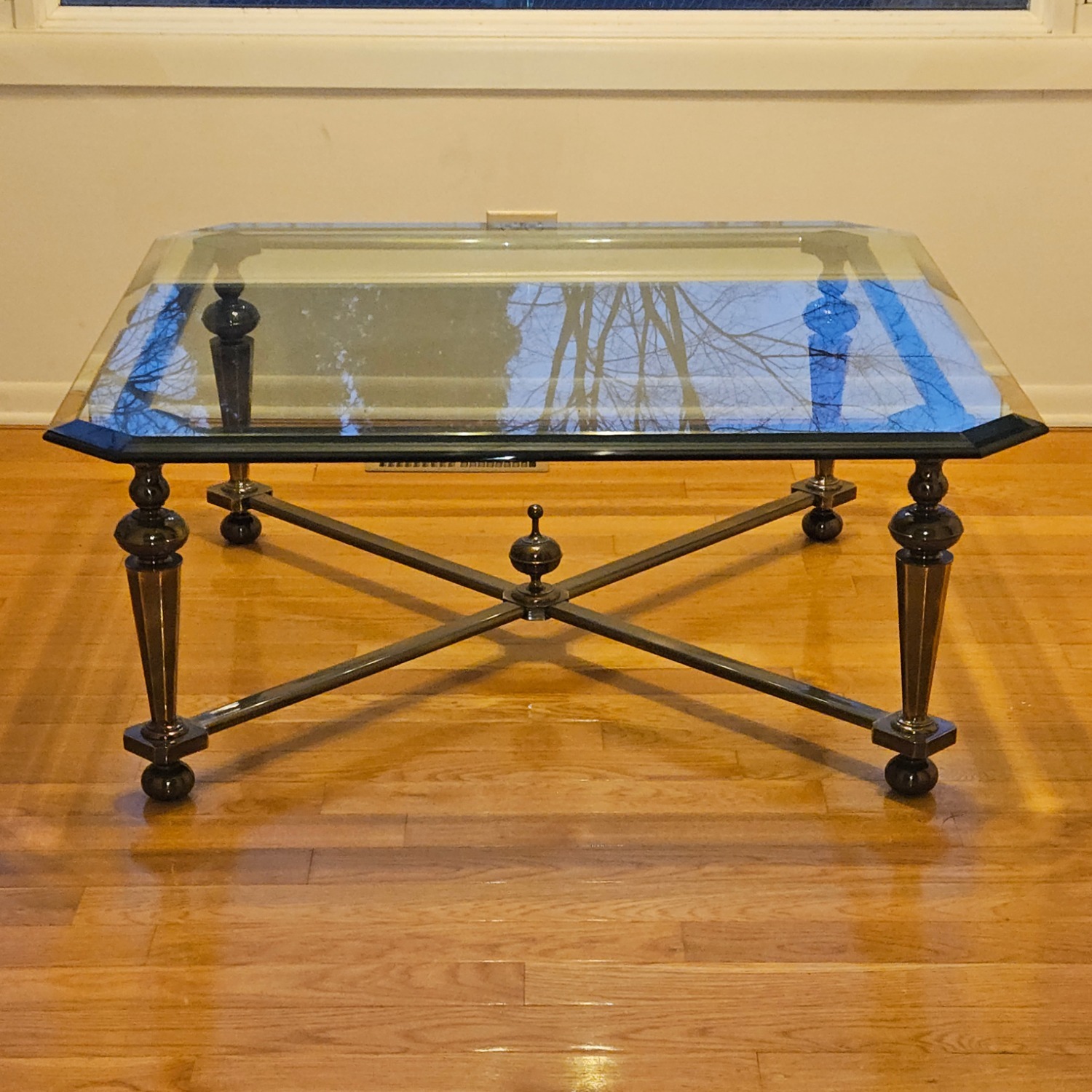Maison Jansen Style Glass Top Bronze Coffee Table - image-1