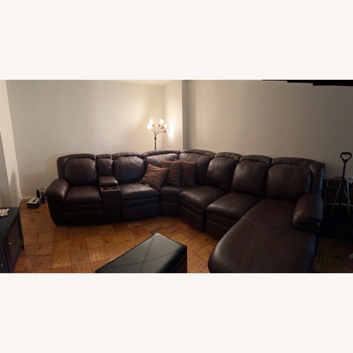 Used Large Brown Leather Sofa Sectional for sale on AptDeco