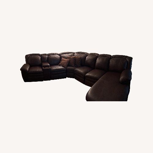 Used Large Brown Leather Sofa Sectional for sale on AptDeco