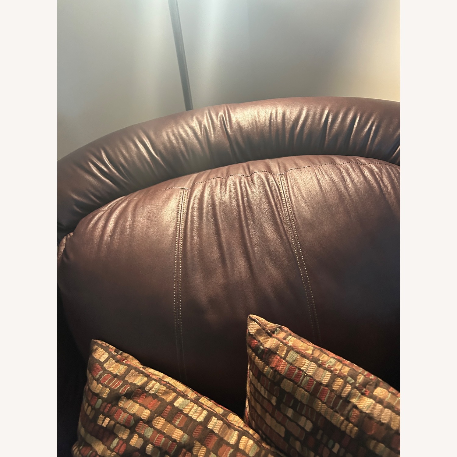 Large Brown Leather Sofa Sectional - image-8