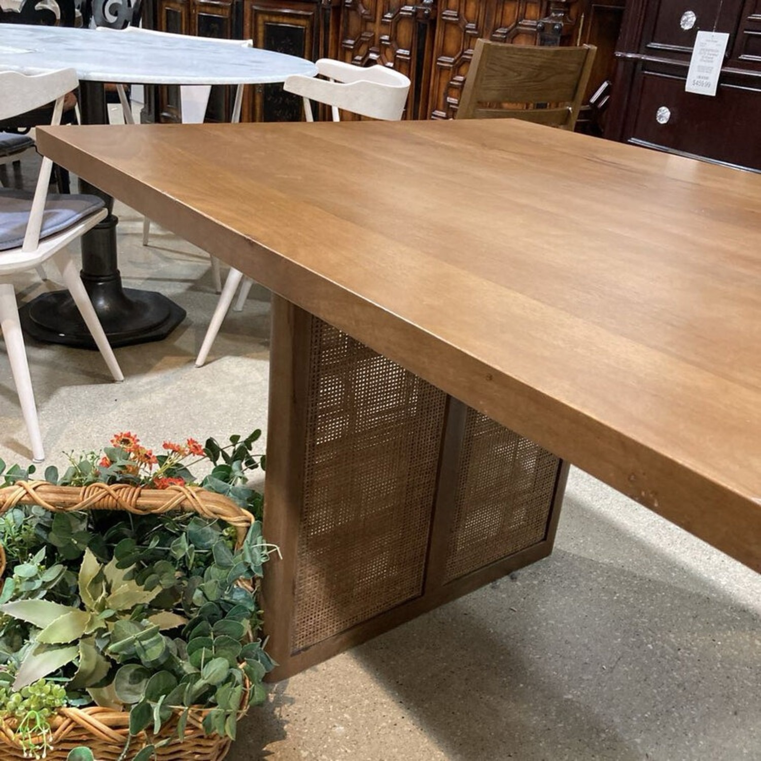 Grier Solid Wood W Cane Accented Base Table - image-3