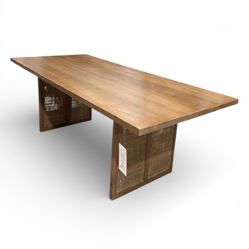 Used Grier Solid Wood W Cane Accented Base Table for sale on AptDeco