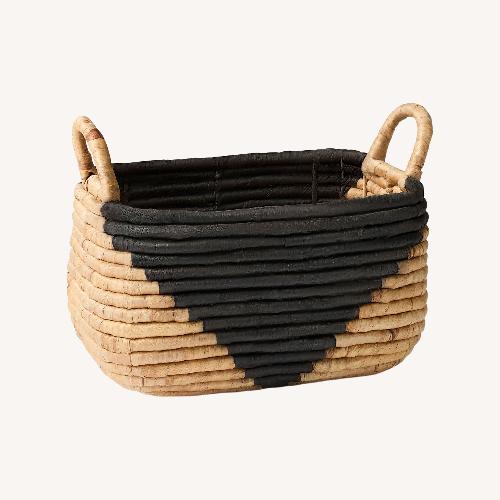 Used West Elm Wicker Baskets (Black & Tan) for sale on AptDeco