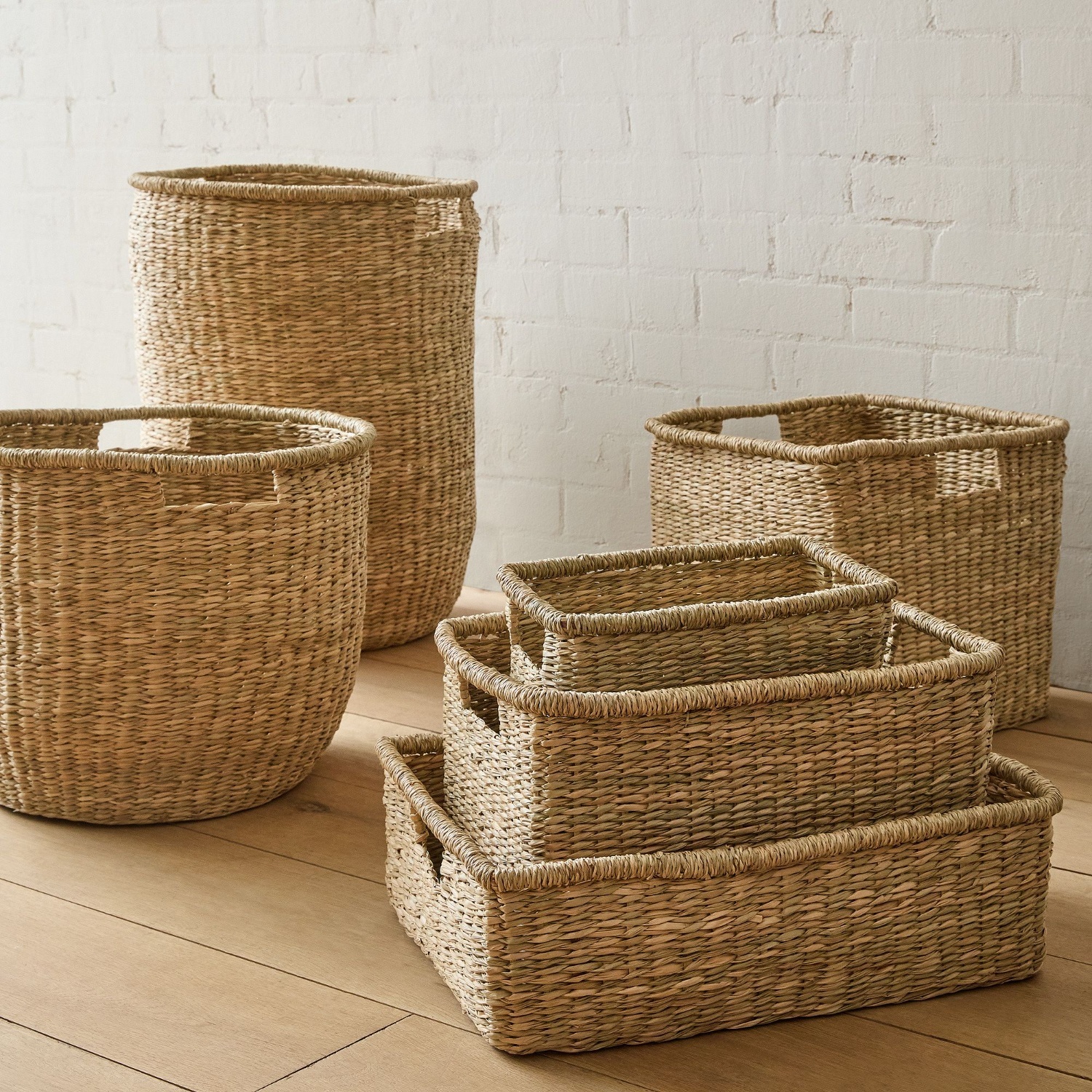 West Elm Wicker Baskets (Tan and Black & Tan) - image-13