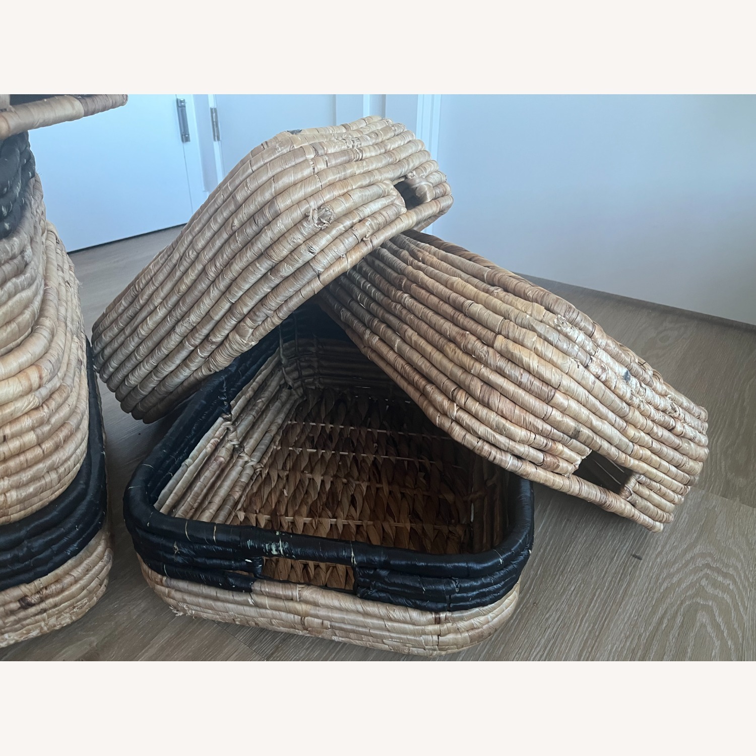West Elm Wicker Baskets (Tan and Black & Tan) - image-2