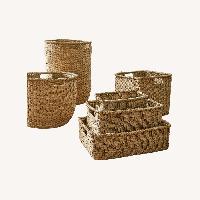West Elm Wicker Baskets (Tan and Black & Tan)