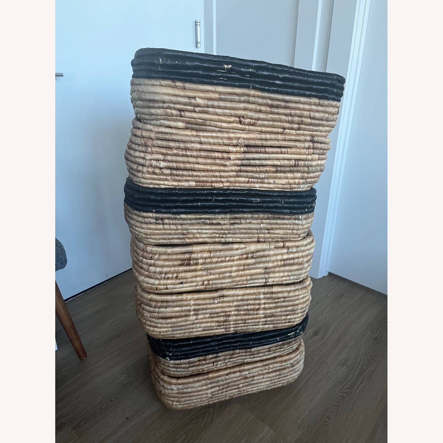 West Elm Wicker Baskets (Tan and Black & Tan) - image-4