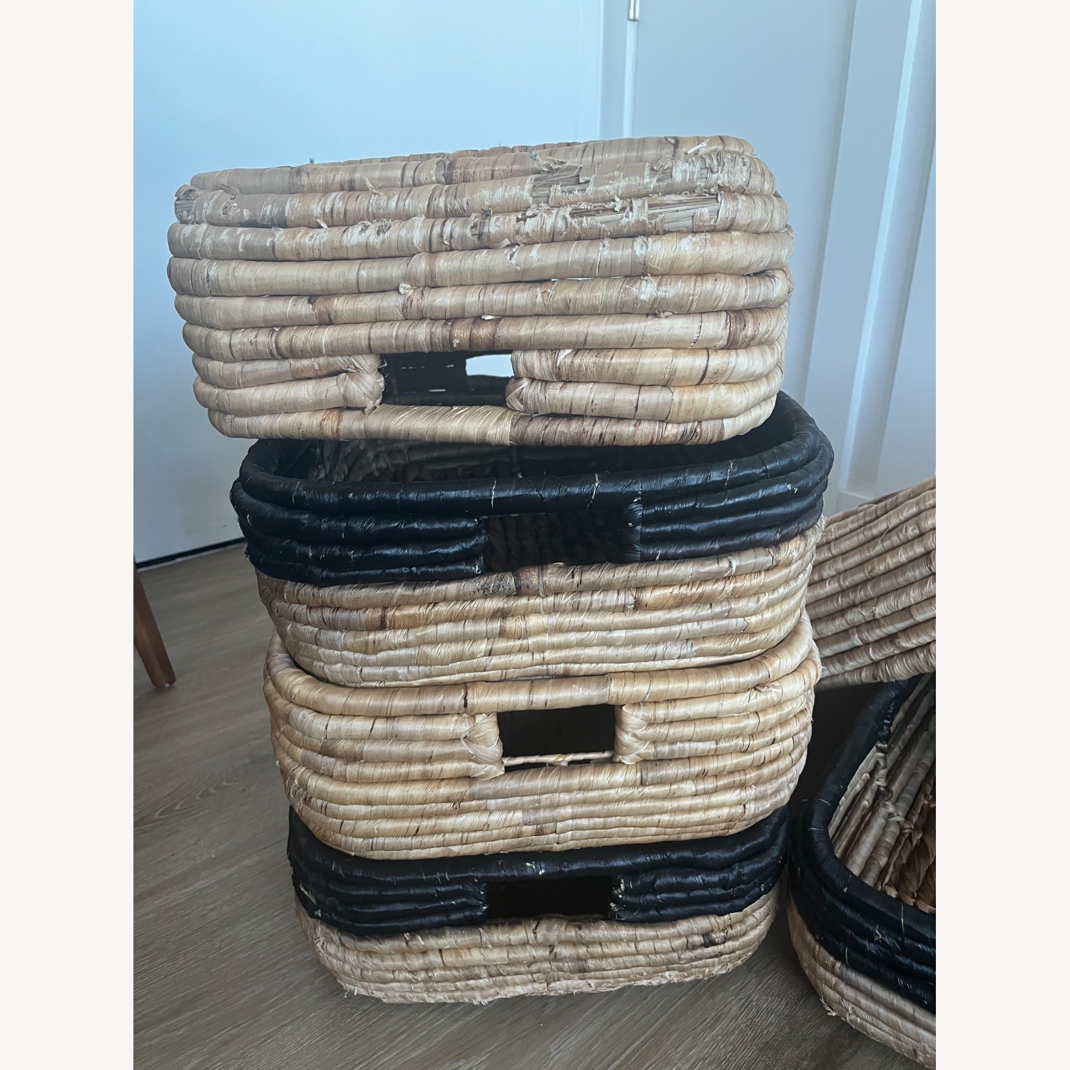 West Elm Wicker Baskets (Tan and Black & Tan) - image-11