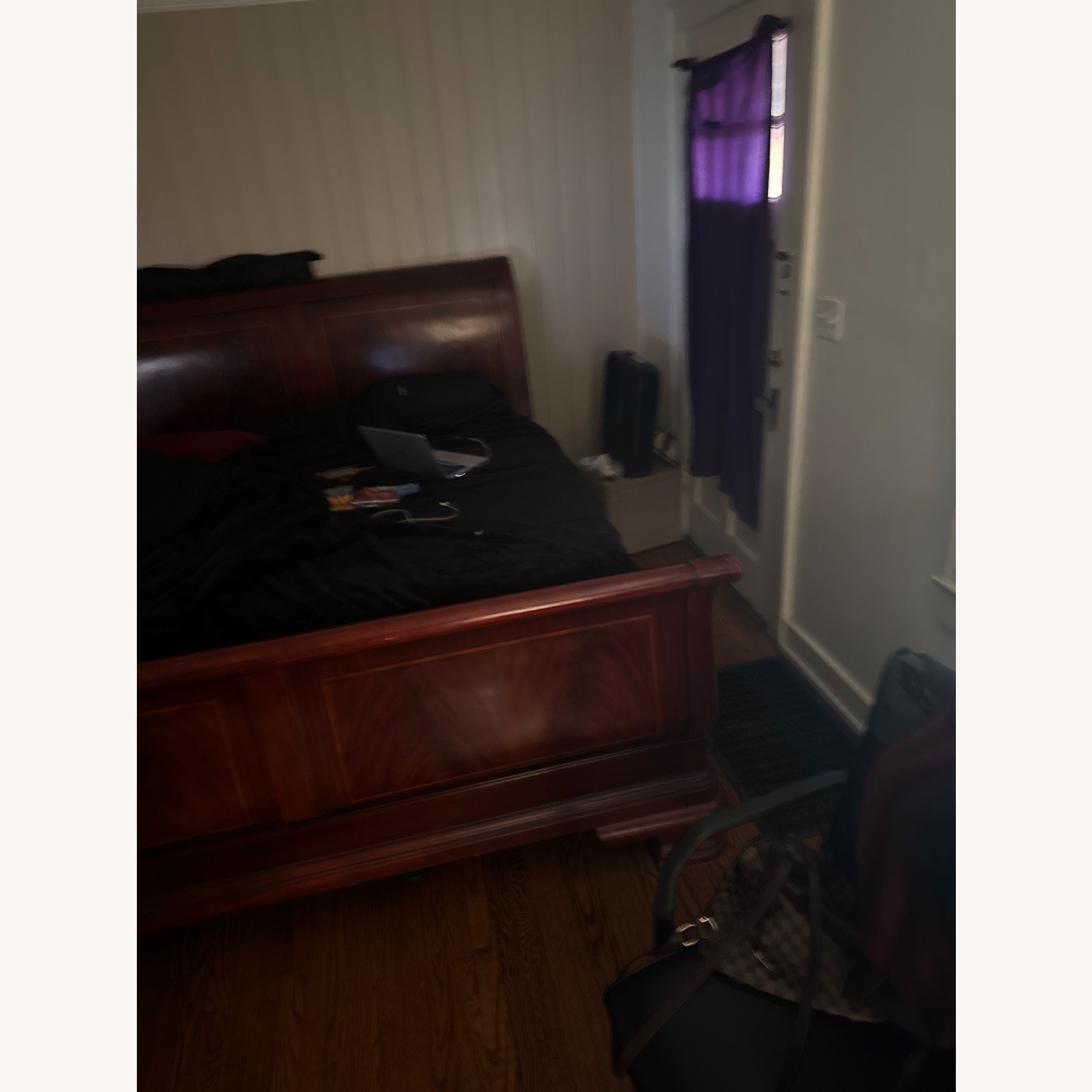 Dark Brown Wood King Bed - image-3