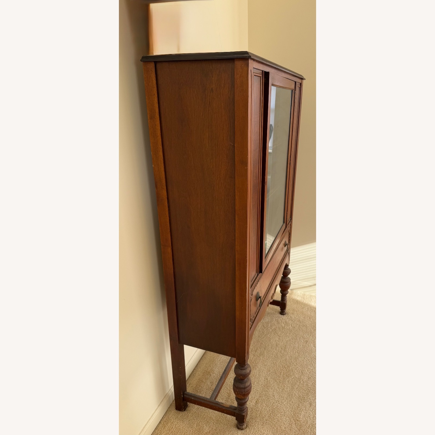 Dark Brown Wood hutch China cabinet - image-3