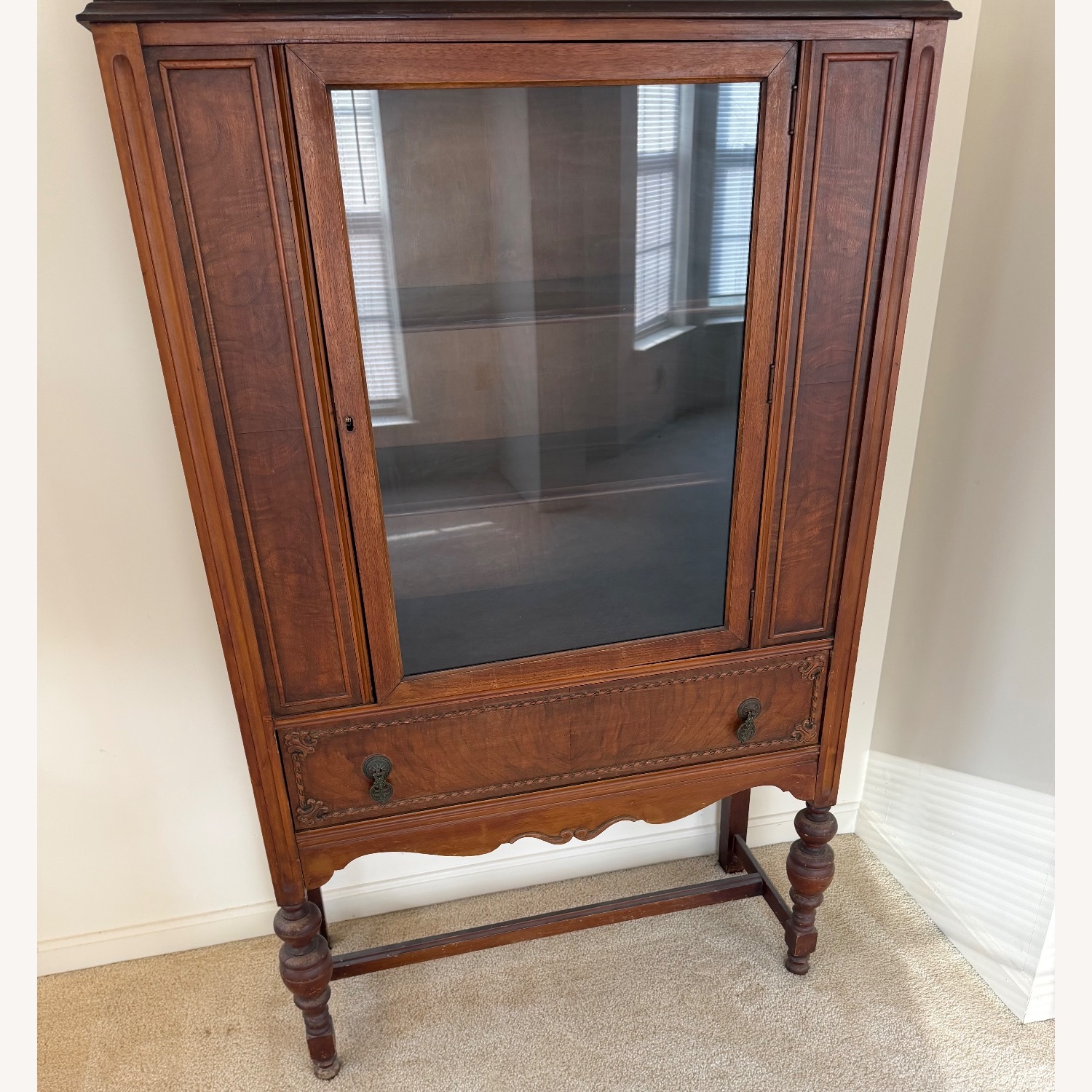 Dark Brown Wood hutch China cabinet - image-1