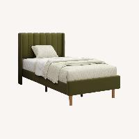 Velvet Pistachio Green Twin Bed