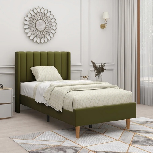 Used Velvet Pistachio Green Twin Bed for sale on AptDeco