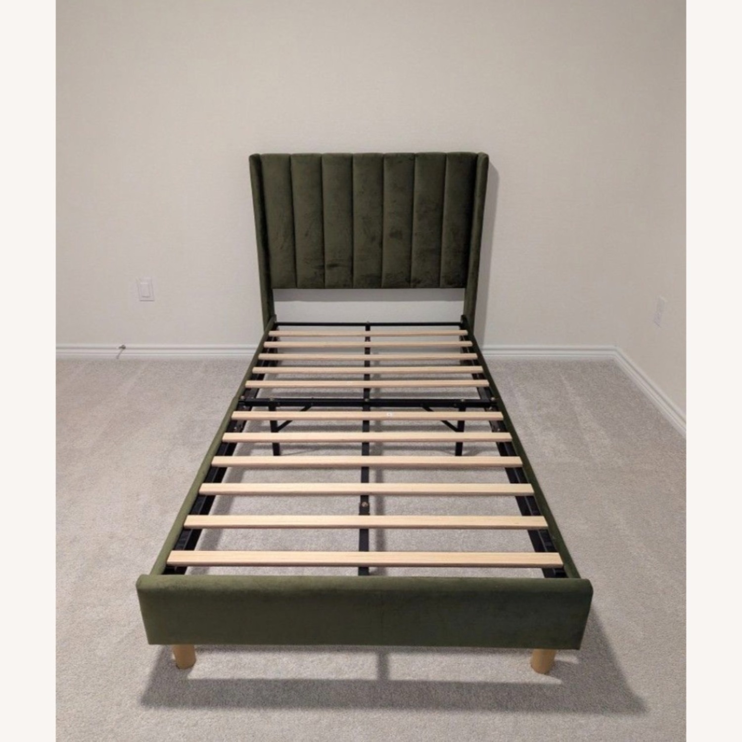 Velvet Pistachio Green Twin Bed - image-1