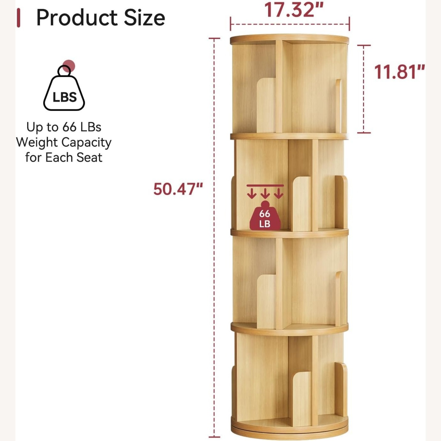 Mxv Rotating Natural Bookshelf - image-3