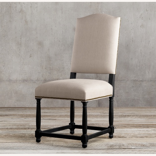 Used Restoration Hardware Wood and Fabric Dining Chairs With Nailheads for sale on AptDeco