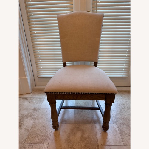 Used Restoration Hardware Wood and Fabric Dining Chairs With Nailheads for sale on AptDeco