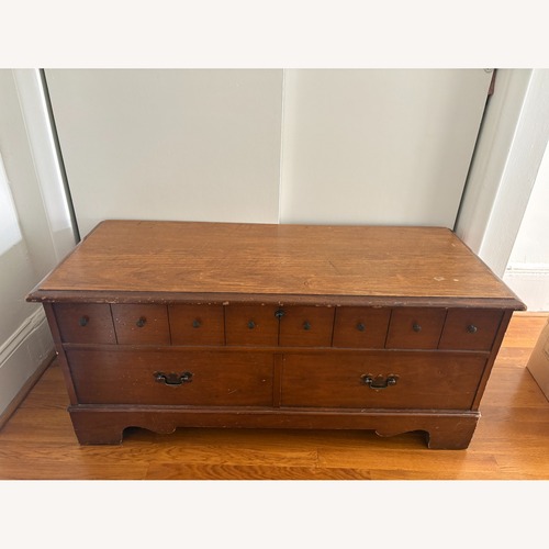 Used Vintage/Antique Finds Dark Brown Wood Chest for sale on AptDeco