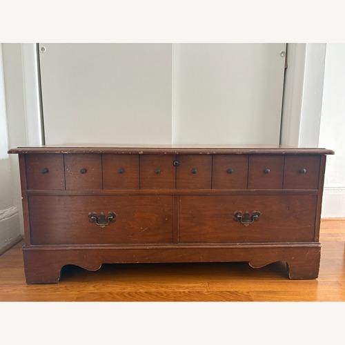 Used Vintage/Antique Finds Dark Brown Wood Chest for sale on AptDeco