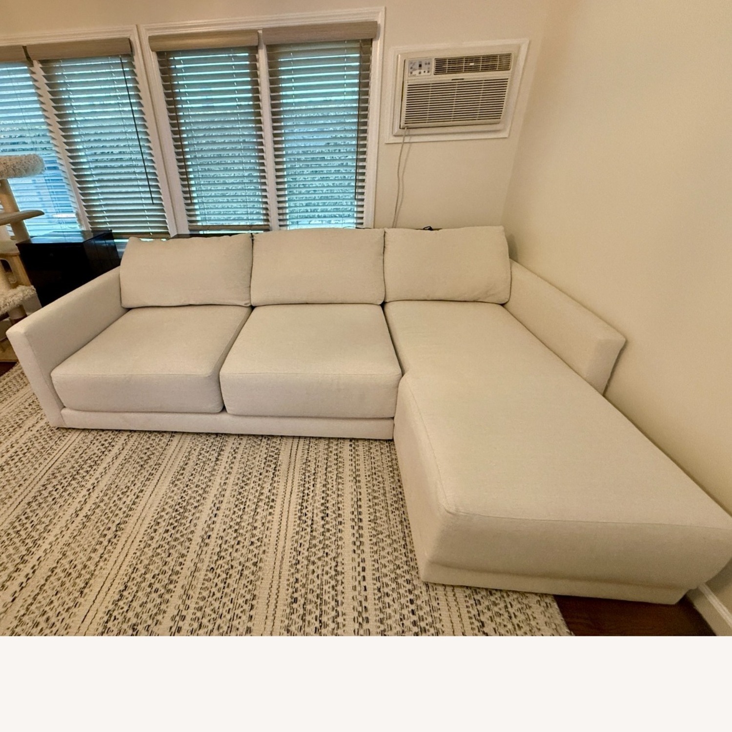 Crate & Barrel Gather White Fabric Chaise Lounge - image-2