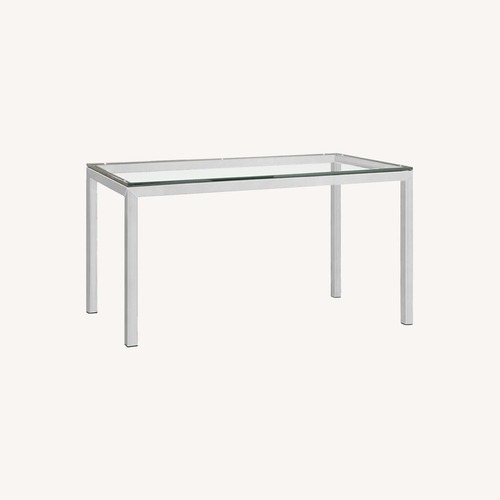 Used Room & Board Parsons Silver Glass Desk for sale on AptDeco