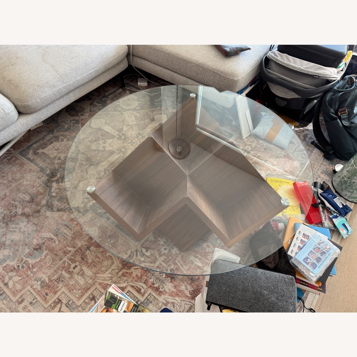 Castlery Dark Brown Glass Coffee Table - image-3