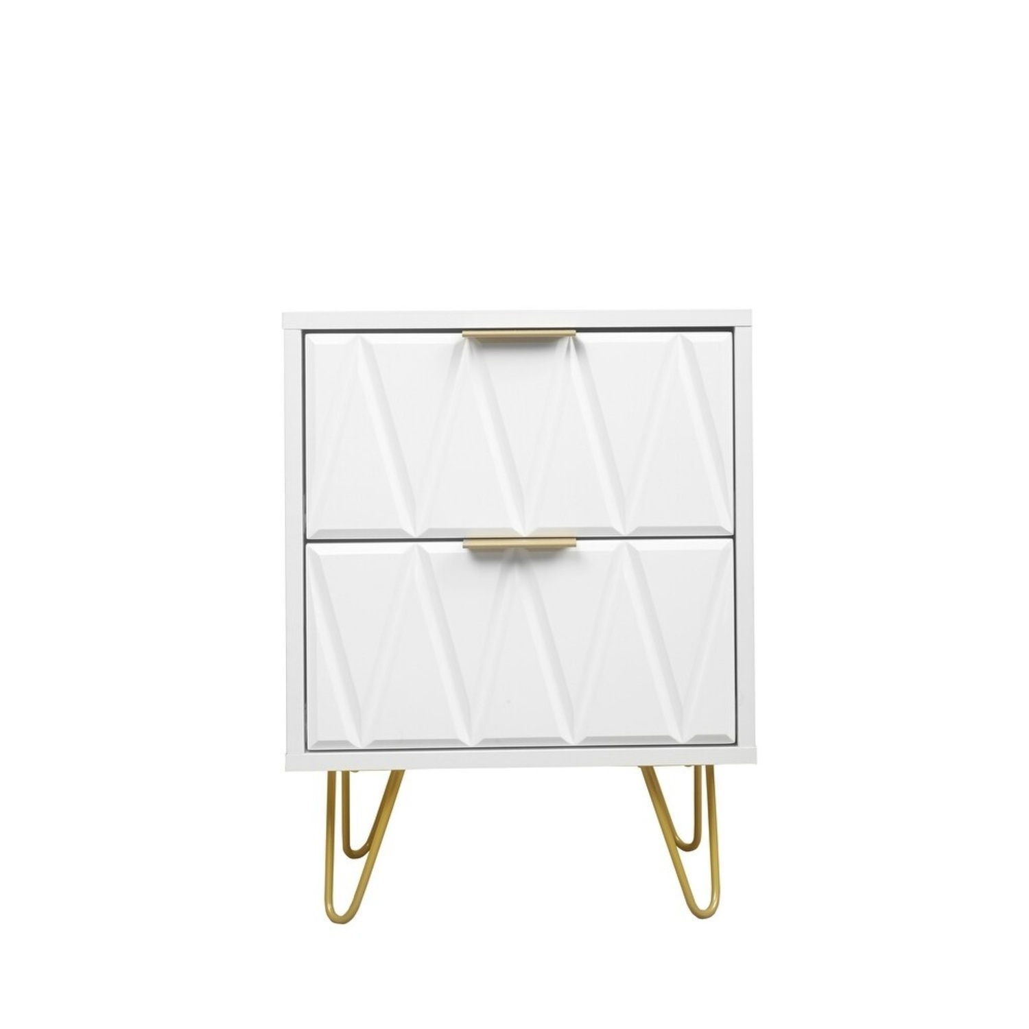Modern Simple Geometric Style Nightstand with 2 Drawers and Metal Legs - image-5
