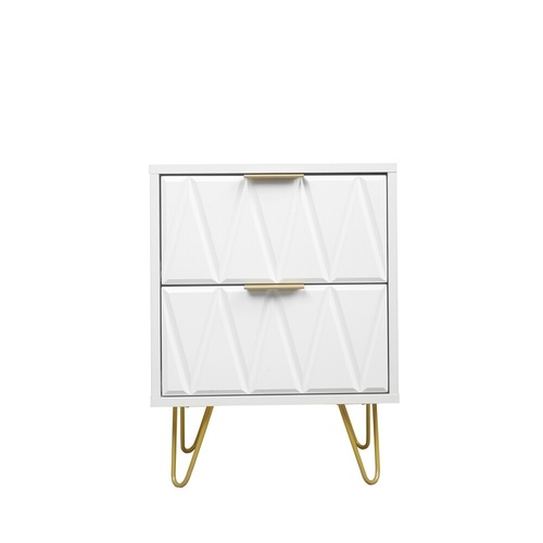 Used Modern Simple Geometric Style Nightstand with 2 Drawers and Metal Legs for sale on AptDeco