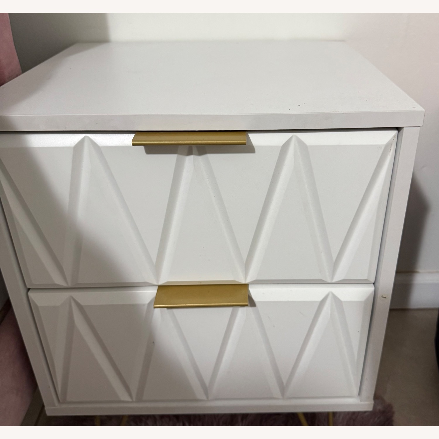 Modern Simple Geometric Style Nightstand with 2 Drawers and Metal Legs - image-1