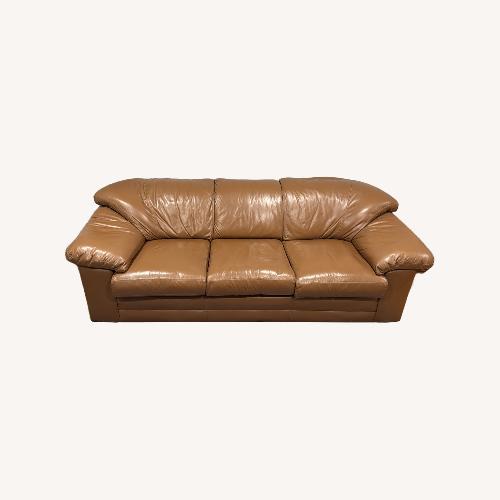 Used Light Brown Leather 3+ Seater Sofa for sale on AptDeco