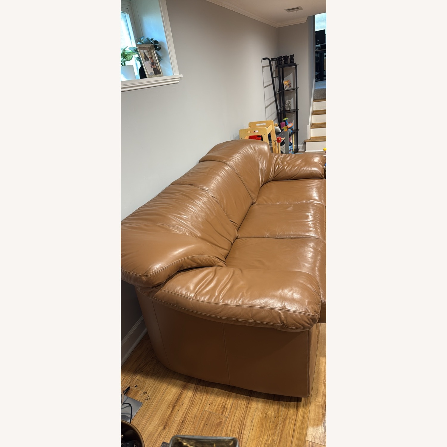 Light Brown Leather 3+ Seater Sofa - image-2