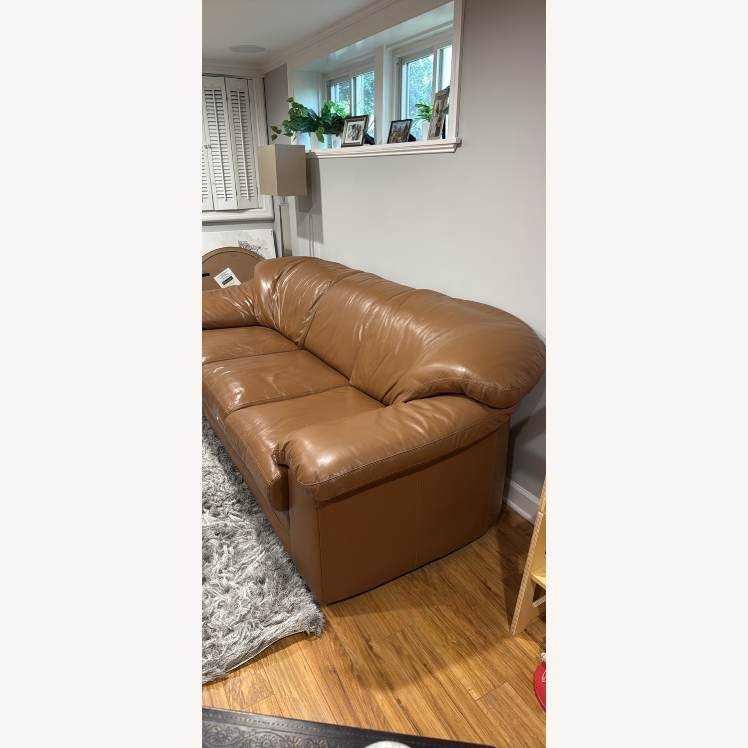 Light Brown Leather 3+ Seater Sofa - image-3